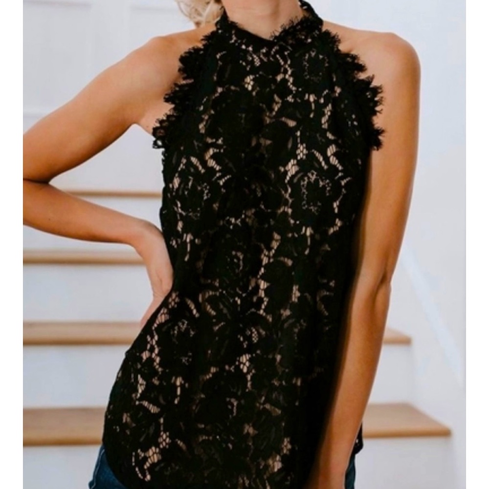 Floral lace halter style blouse. Boutique find.